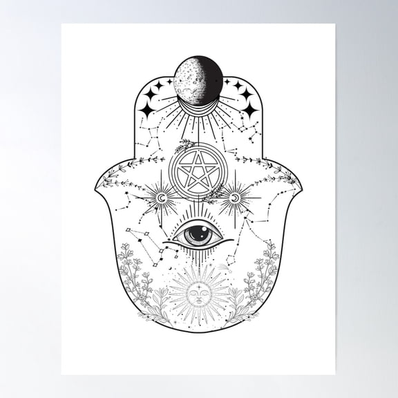 Hamsa Constellation Poster Wall Art, Modern Wall Decor For Living Room Bedroom, 12x18 UNFRAMED