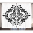 thumbnail image 1 of Ambesonne Hamsa Curtains 2 Panel Set, Curvy Antique Design, 108" x 84", White Black, 1 of 2
