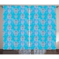 thumbnail image 1 of Ambesonne Hamsa Curtains 2 Panel Set, Moroccan Hand and Eye, 108" x 84", Blue Navy Blue and White, 1 of 3