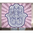 thumbnail image 1 of Ambesonne Hamsa Curtains 2 Panel Set, Turkish Paisleys Boho, 108" x 90", Purple Grey Violet Blue, 1 of 3
