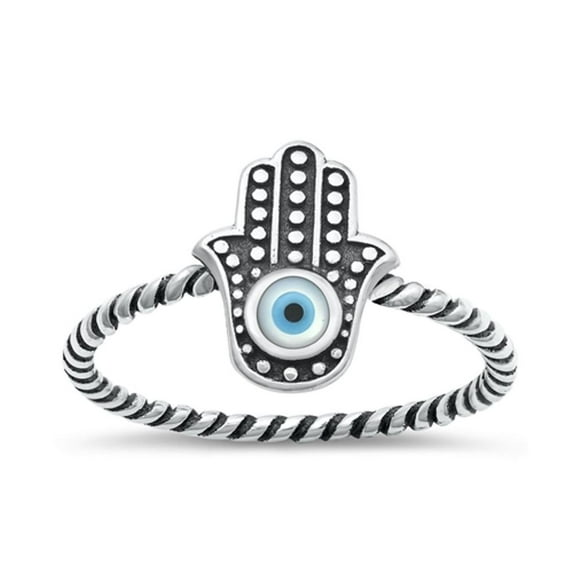 Hamsa Evil Eye Bali Ring .925 Sterling Silver Band Jewelry Female Male Unisex Size 10