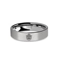thumbnail image 1 of Hamsa Evil Eye Hand Laser Engraved Brushed Silver Tungsten Ring, 6mm, Size 8.5, 1 of 2