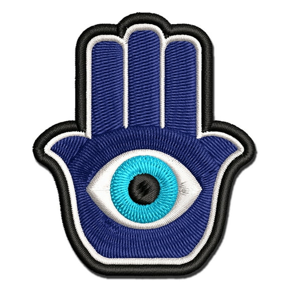 Hamsa Evil Eye Hand Ward Protection Symbol Charm Khamsa Hamesh Applique Multi-Color Embroidered Iron-On Patch - 2.0 Inch Mini