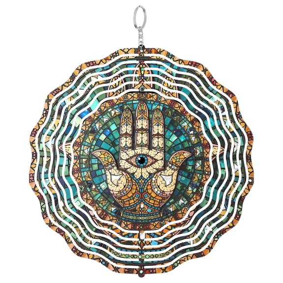 Hamsa Hand 3D Wind Spinner, Protection Charm Kinetic Decor