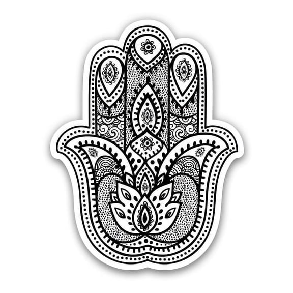 Hamsa Hand Black - 3" Vinyl Sticker - For Car Laptop Water Bottle Phone - Waterproof Decal