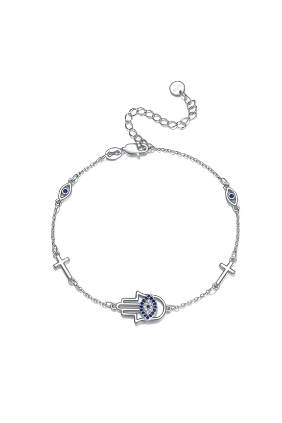 Hamsa Hand Bracelet for Women S925 Sterling Silver Evil Eye Jewelry Birthday Gifts for Her (Hamsa Hand)