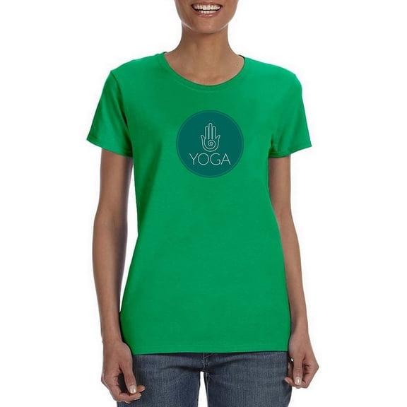 Hamsa Hand Circle Protection Symbol Women Kelly Green Yoga T-Shirt, Female Small