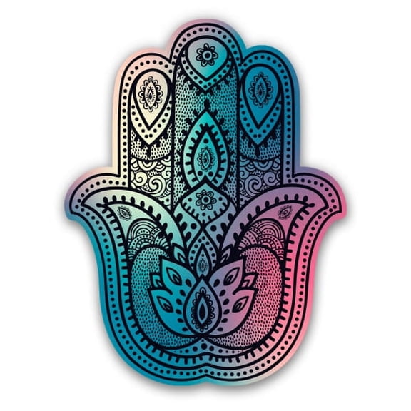 Hamsa Hand Colorful - 5" Vinyl Sticker - For Car Laptop I-Pad - Waterproof Decal