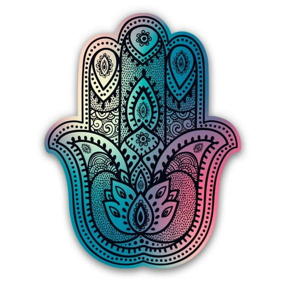 Hamsa Hand Colorful - 5" Vinyl Sticker - For Car Laptop I-Pad - Waterproof Decal