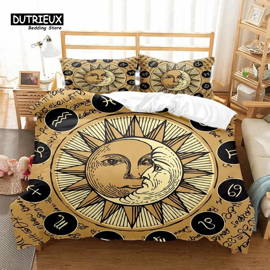 Hamsa Hand Duvet Cover Boho Exotic Sun And Moon Bedding Set Luxury ...