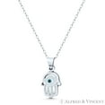 thumbnail image 1 of Hamsa Hand Evil Eye Charm Glass Bead Pendant in .925 Sterling Silver w/ Rhodium - Solid White, 1 of 1