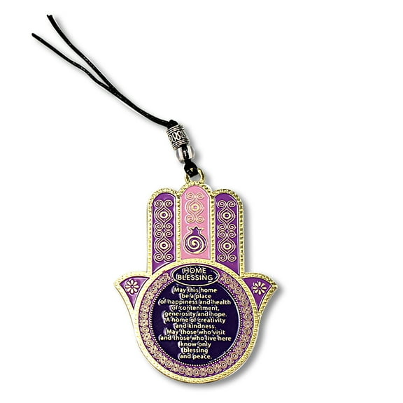 Hamsa Hand Good Luck Blessing for Home in English Wall Decor Plaque Art, 4"