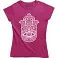thumbnail image 1 of Hamsa Hand Iron-On Patch Embroidered Khamsah Eye Palm Hand of Fatima Emblem Tee Shirt, 1 of 4