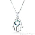 thumbnail image 1 of Hamsa Hand & Lab-Opal Star of David Charm Evil Eye Pendant & Necklace in .925 Sterling Silver w/ Rhodium, 1 of 1