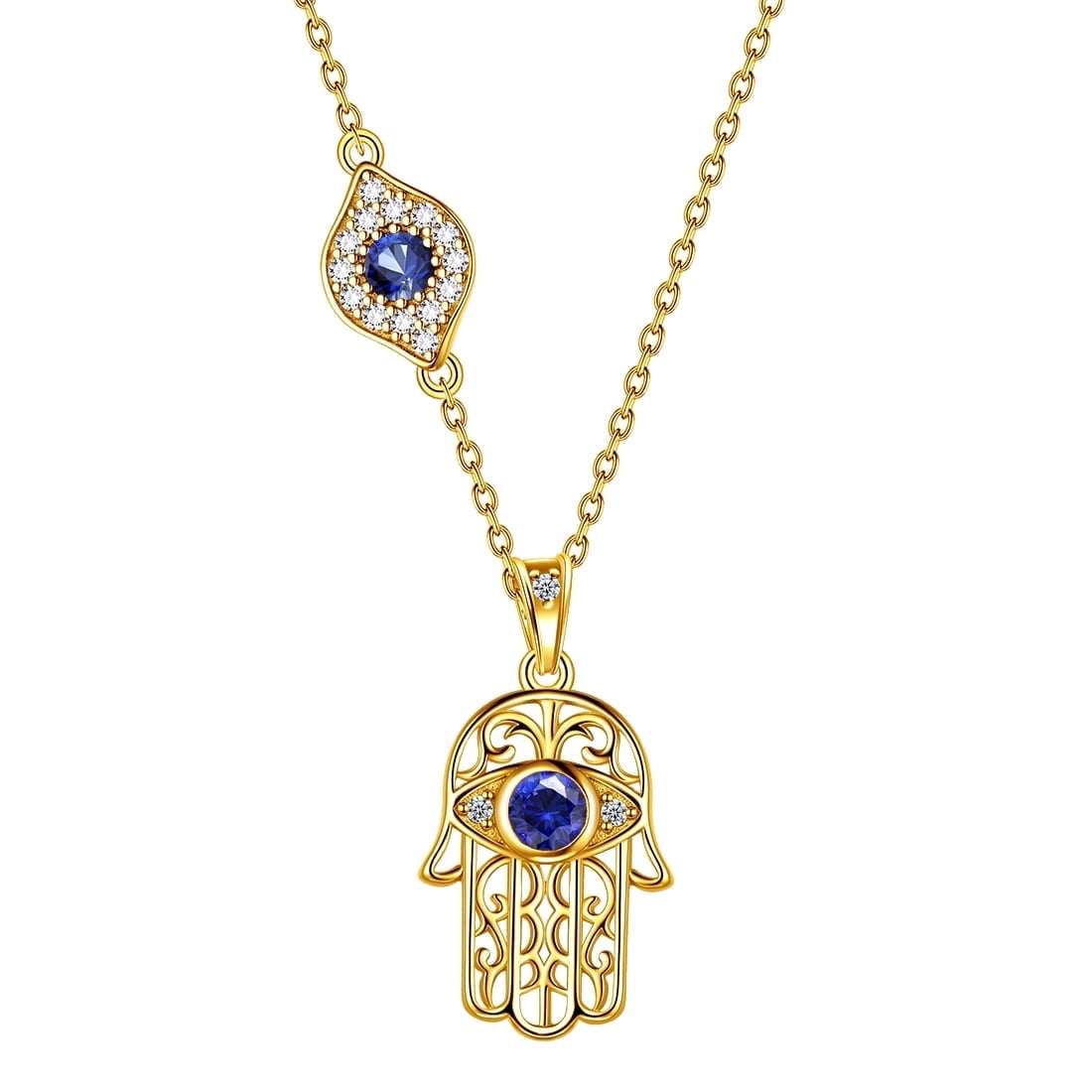 Hamsa Hand Necklace 925 Sterling Silver Blue Third Eye Hand of Fatima Pendant Protective Jewelry Women Gifts Hipunk