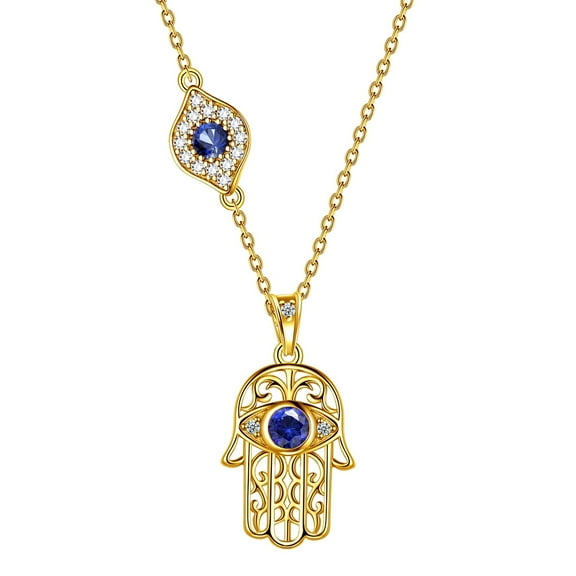 Hamsa Hand Necklace 925 Sterling Silver Blue Third Eye Hand of Fatima Pendant Protective Jewelry Women Gifts Hipunk