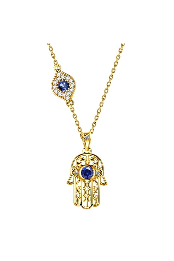 Hamsa Hand Necklace 925 Sterling Silver Blue Third Eye Hand of Fatima Pendant Protective Jewelry Women Gifts Hipunk