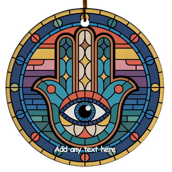 Hamsa Hand Ornament Christmas 2025 Personalized Tree Ornament for Family, Friends, Man or Woman, Custom Text Keepsake