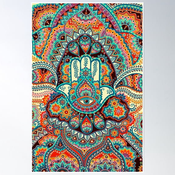 Hamsa Hand Poster Wall Art, Modern Wall Decor, 12x18 UNFRAMED