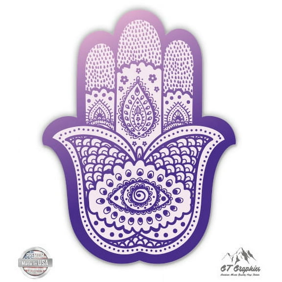 Hamsa Hand Purple Color Beautiful Khamsa - 12" Vinyl Sticker Waterproof Decal