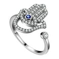 thumbnail image 1 of Hamsa Hand Ring 925 Sterling Silver Blue Third Eye Hand of Fatima Ring Lucky Amulet Jewelry Women Gift, 1 of 8