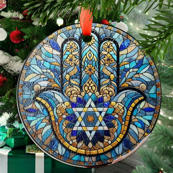 Hamsa Hand Star of David GLASS Suncatcher, Hanukkah Chanukah Suncatcher Ornament, Jerusalem spiritual window hanging, Jewish Festival, Stained Glass Ornament 2025, Holiday