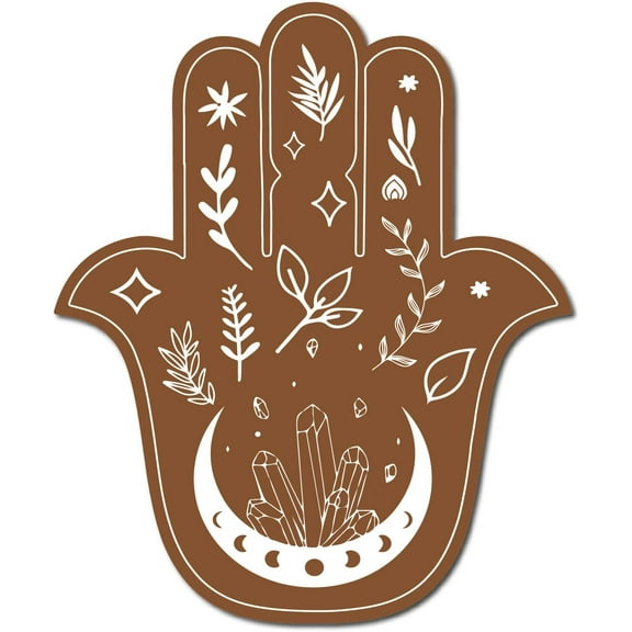 Hamsa Hand Wall Decor Wooden Wall Art Sign Sacred Laser Cut Sculpture Hanging Zen Decor Spiritual Symbol for Home Office Studio Housewarming Gift Decoration 10 x 12 Inch(Brown)