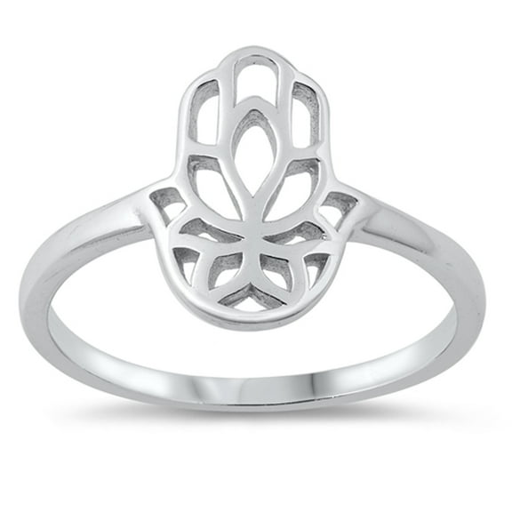 Hamsa Hand of God Ring .925 Sterling Silver Band Jewelry Female Male Unisex Size 4