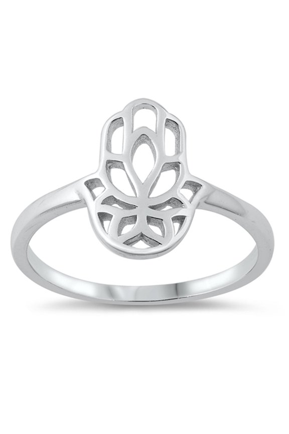Hamsa Hand of God Ring .925 Sterling Silver Band Jewelry Female Male Unisex Size 4