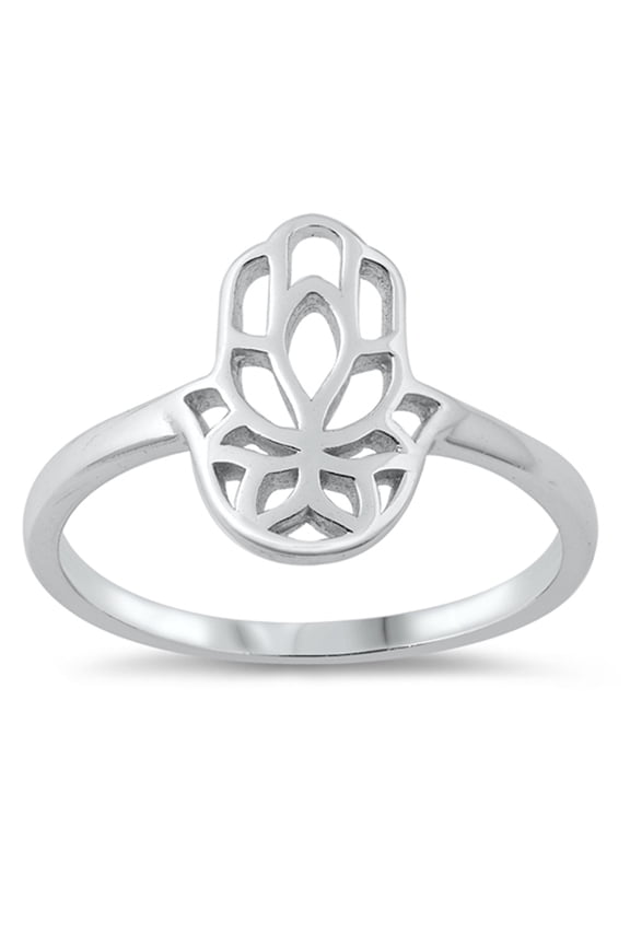 Hamsa Hand of God Ring .925 Sterling Silver Band Jewelry Female Male Unisex Size 8