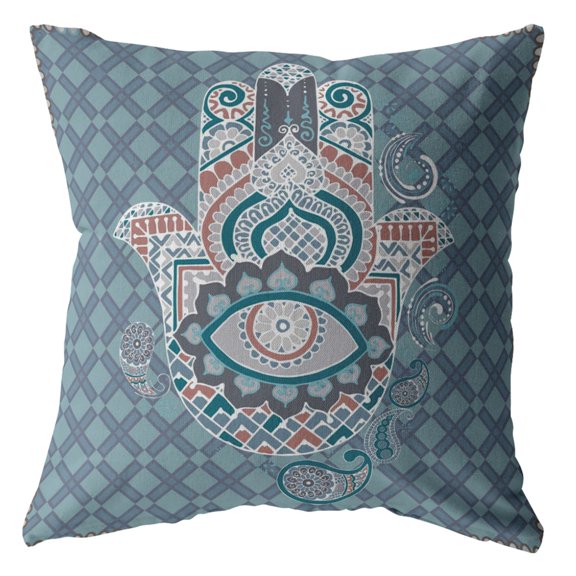 Amrita Sen Broadcloth Zippered Pillow In Muted Blue Finish CAPL44BrCDS-ZP-26x26