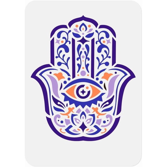 Hamsa Palm Mandala Craft Stencil DIY for Drawing 11.7 x 8.3 Inch Art DIY Crafts Reusable Plastic A4 Size Stencil DIY for Painting on Wood Wall Floor Canvas Furniture