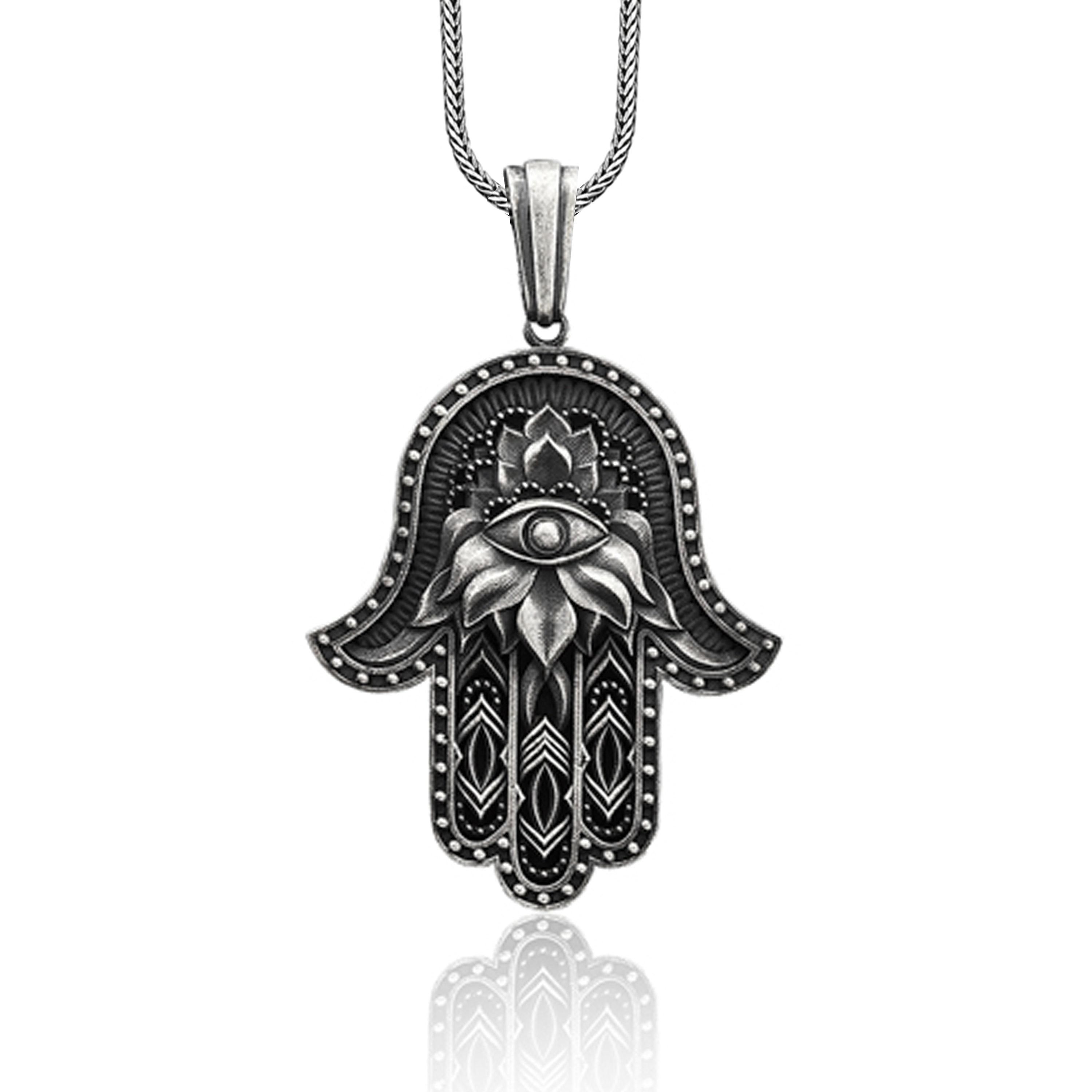 Hand of Fatima Hamsa pendant necklace men hip hop vintage Jewelry on the neck ev