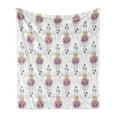 thumbnail image 1 of Hamsa Soft Flannel Fleece Throw Blanket, Eastern Motifs with All Seeing Eye Inspirations South Illustration, Cozy Plush for Indoor and Outdoor Use, 50" x 70", Peach Pink Blue, by Ambesonne, 1 of 5