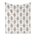 thumbnail image 1 of Hamsa Soft Flannel Fleece Throw Blanket, Middle Faded Floral Background Mandala Inspirations Tribal Tattoo Design, Cozy Plush for Indoor and Outdoor Use, 50" x 70", Caramel, by Ambesonne, 1 of 5