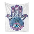thumbnail image 1 of Hamsa Soft Flannel Fleece Throw Blanket, Ottoman Paisleys Swirls and Hand Motif with Timeless Importance Oriental Mysticism, Cozy Plush for Indoor and Outdoor Use, 50" x 70", Multicolor, by Ambesonne, 1 of 5