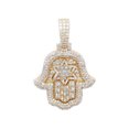 thumbnail image 1 of Hamsa Star Baguette Diamond Pendant 3.5 CT 10K Gold 1.8"-Yellow Gold, 1 of 2