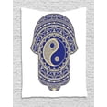 thumbnail image 1 of Hamsa Tapestry, Artistic Symbol in Japanese Style with Ying Yang Sign Spiritual Mysticism Zen, Wall Hanging for Bedroom Living Room Dorm Decor, Royal Blue Cream, by Ambesonne, 1 of 1