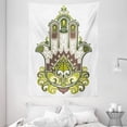 thumbnail image 1 of Hamsa Tapestry, Natural Elements Inspired Hamsa Hand with Branch and Leaf Nature Zen Harmony, Wall Hanging for Bedroom Living Room Dorm Decor, 60W X 80L Inches, Green White Brown, by Ambesonne, 1 of 2
