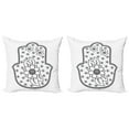 thumbnail image 1 of Ambesonne Hamsa Throw Pillow Cover 2 Pack, Lotus Blossoms Kabbalah Art, 16", White Black, 1 of 5