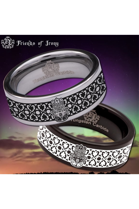 Hamsa Tungsten Carbide Ring