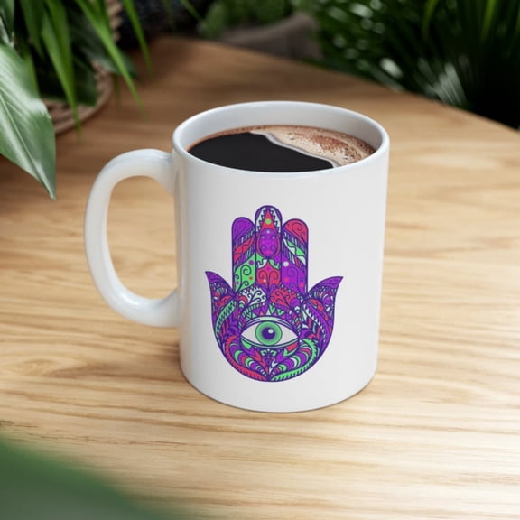 Hamsa d Coffee Mug, Spiritual Zen Gift.