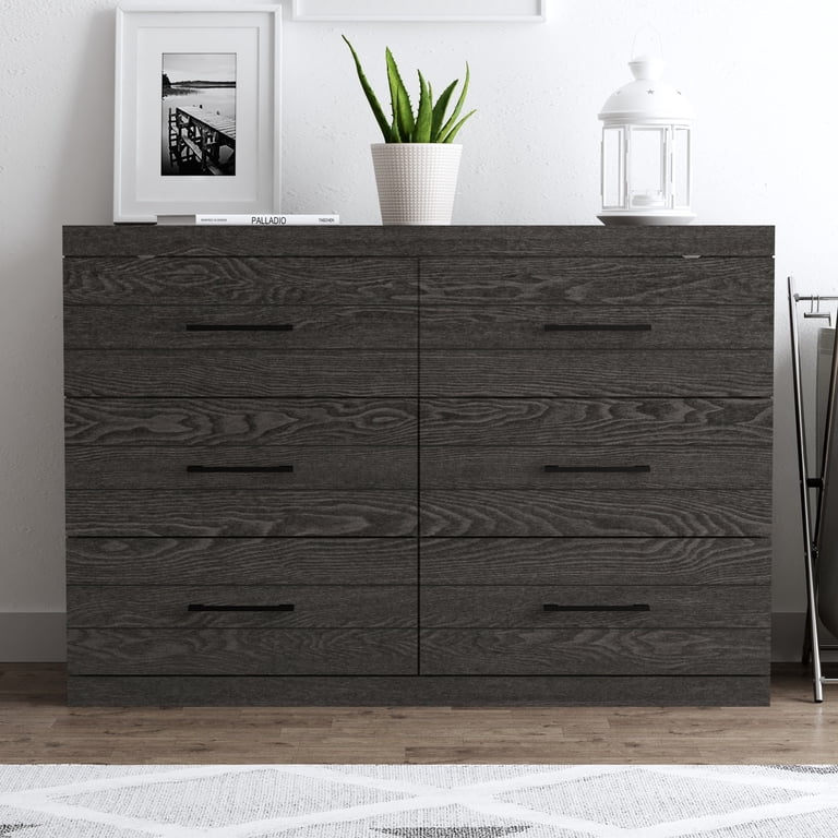 Hamsper 6-Drawer Dark Grey Oak Dresser (31.7 in. H x 46.5 in. W x 16.3 in.  D)