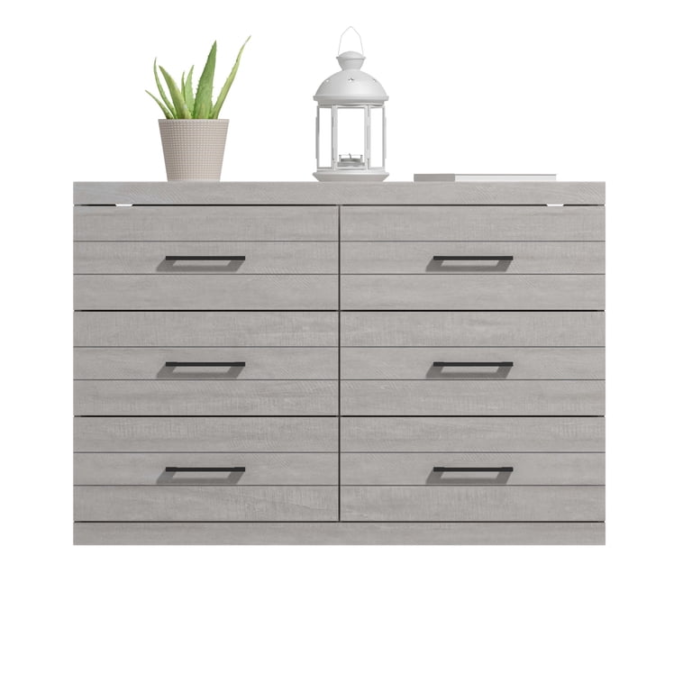 Hamsper 6-Drawer Dusty Gray Oak Dresser (31.7 in. X 46.5 in. X 16.3 in.)