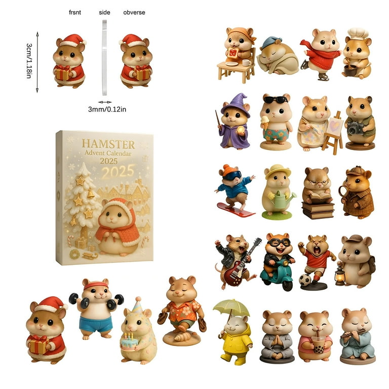 Hamster Acrylic Pendant, Christmas Advent Calendar for Tree