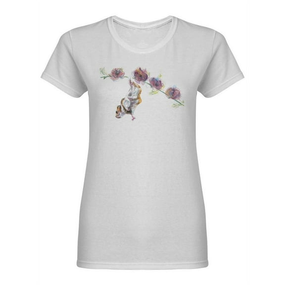 Hamster And Flowers Shaped T-Shirt Women -Image by Shutterstock, Female Medium