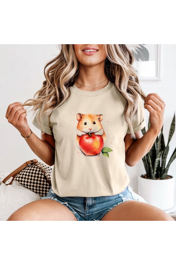 Hamster Apple Hamsters Animals Womens Tee Graphic All Size S-5XL