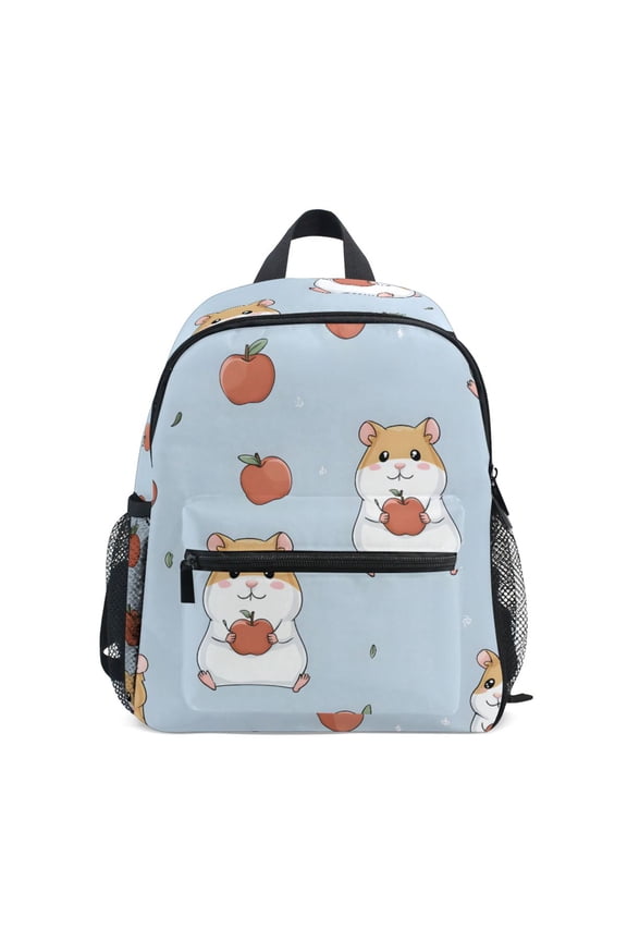 Hamster Apple Pattern Mini Backpack Cute Small Backpack with Chest Strap and Whistle Ages 3-8
