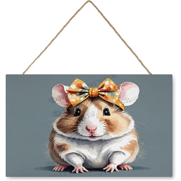 Hamster Art Print Wall Art Hamster Wooden Sign Vintage Pictures for Bedroom Bathroom Kitchen Wall Decorations Bar Interior Decor 10"x16" Wooden Hanging Signs