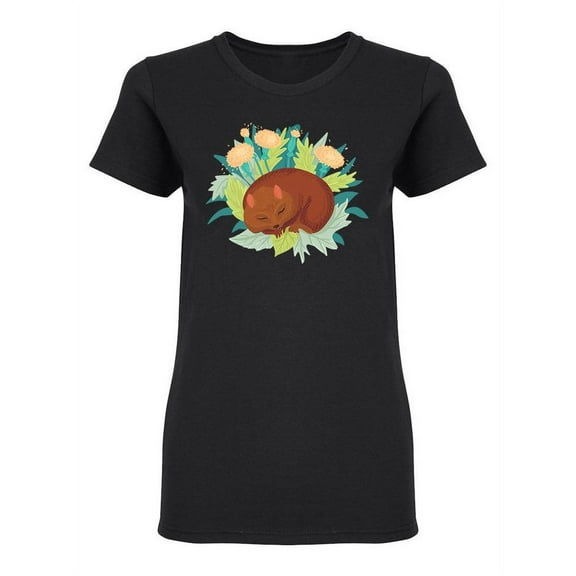 Hamster Asleep In The Grass Shaped T-Shirt Women -Image by Shutterstock, Female Medium